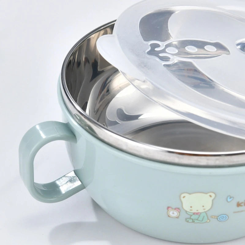 Adorable Insulated Baby Feeding Bowl Set - 300ml Stainless Steel with Spoon & BPA Free Tableware!