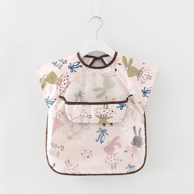 Baby bib with cartoon designs on a white background