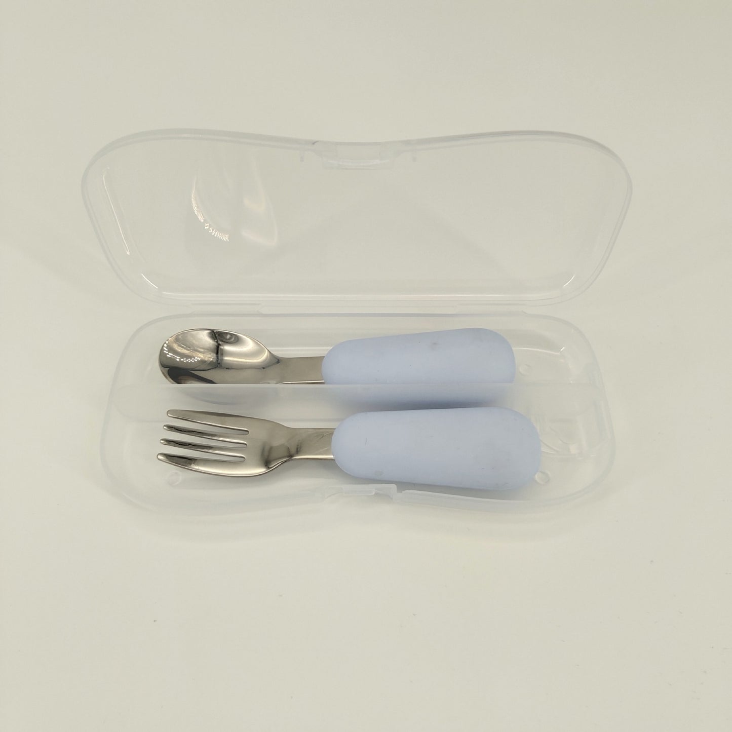 LittleBite Stainless Steel Spoon and Fork Baby Eating Set – Short Handle Training Tableware with Silicone Grip | Essential Utensils for Toddlers Learning to Self-Feed