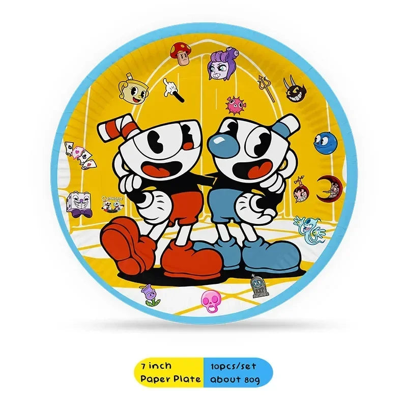 Cuphead Cartoon Birthday Party Supplies - Disposable Cups, Plates, Balloons & Background for Baby Showers & Kids' Celebrations!