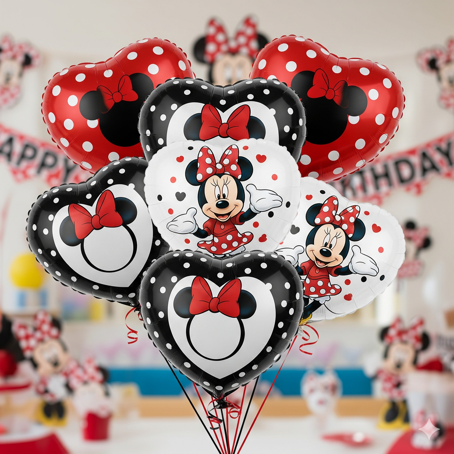 Minnie Mouse Birthday Party Essentials: Disposable Tableware, Balloons, Cups, Plates, and Tablecloth for a Magical Celebration!