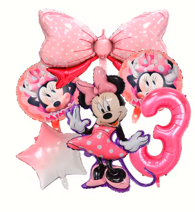 Minnie Mouse Birthday Party Essentials: Disposable Tableware, Balloons, Cups, Plates, and Tablecloth for a Magical Celebration!