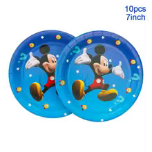 Blue Mickey Mouse Birthday Party Essentials: Disposable Cups, Plates, and Tablecloth for Kids' Celebrations