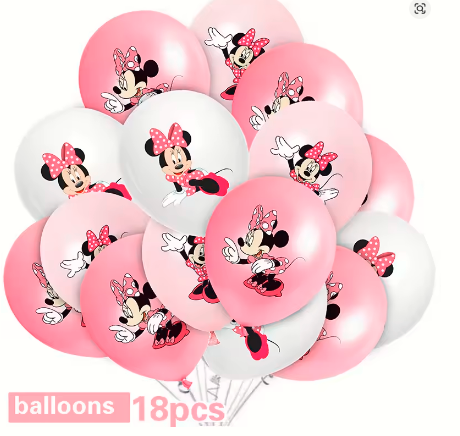 Minnie Mouse Birthday Party Essentials: Disposable Tableware, Balloons, Cups, Plates, and Tablecloth for a Magical Celebration!