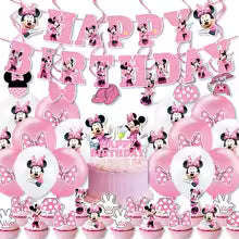 Minnie Mouse Birthday Party Essentials: Disposable Tableware, Balloons, Cups, Plates, and Tablecloth for a Magical Celebration!