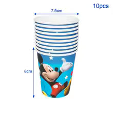 Blue Mickey Mouse Birthday Party Essentials: Disposable Cups, Plates, and Tablecloth for Kids' Celebrations