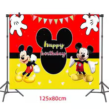 Blue Mickey Mouse Birthday Party Essentials: Disposable Cups, Plates, and Tablecloth for Kids' Celebrations