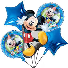 Blue Mickey Mouse Birthday Party Essentials: Disposable Cups, Plates, and Tablecloth for Kids' Celebrations
