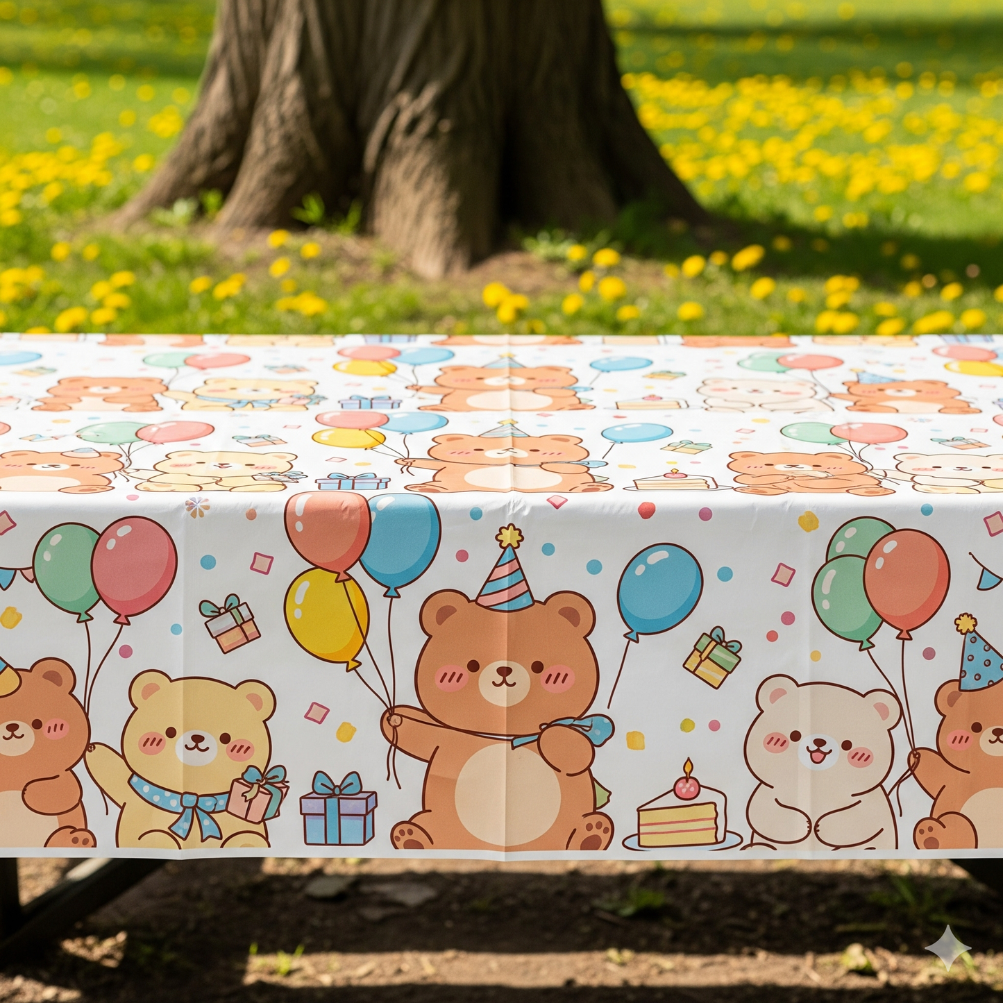 Cartoon Bear Disposable Paper Tableware Set - Kids Party Plates
