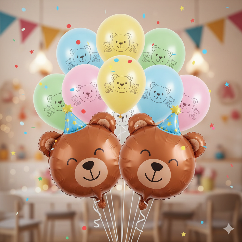Cartoon Bear Disposable Paper Tableware Set - Kids Party Plates
