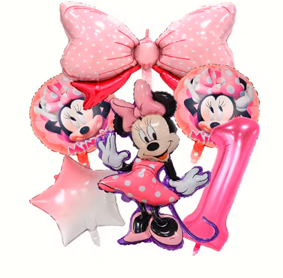 Minnie Mouse Birthday Party Essentials: Disposable Tableware, Balloons, Cups, Plates, and Tablecloth for a Magical Celebration!