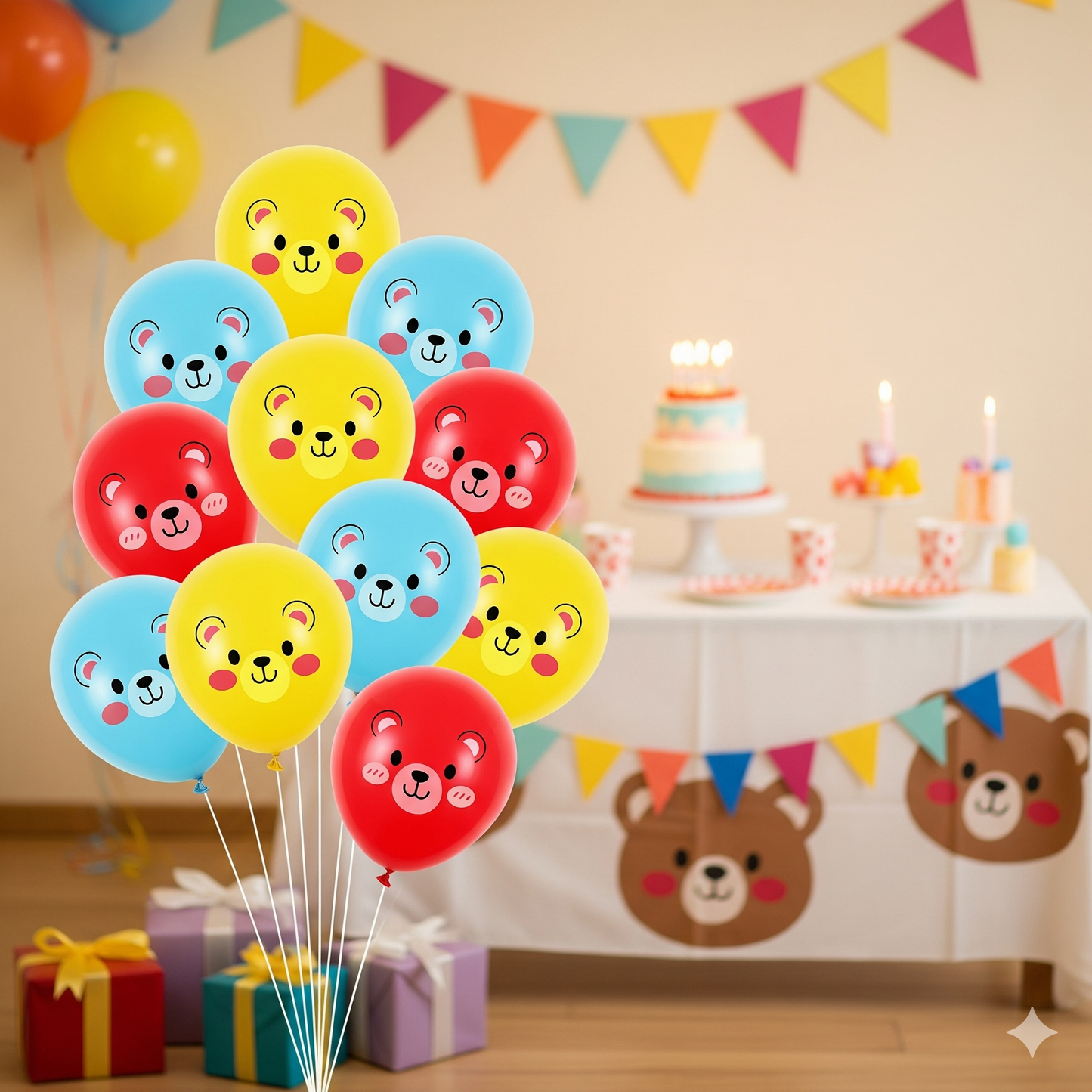Cartoon Bear Disposable Paper Tableware Set - Kids Party Plates