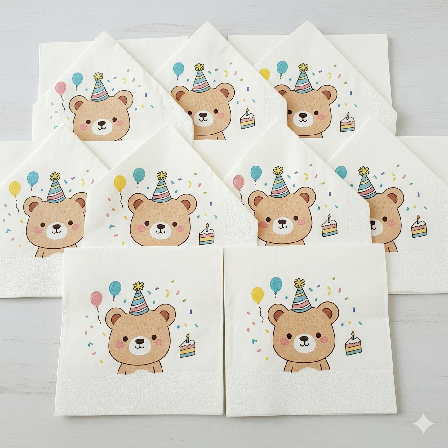 Cartoon Bear Disposable Paper Tableware Set - Kids Party Plates