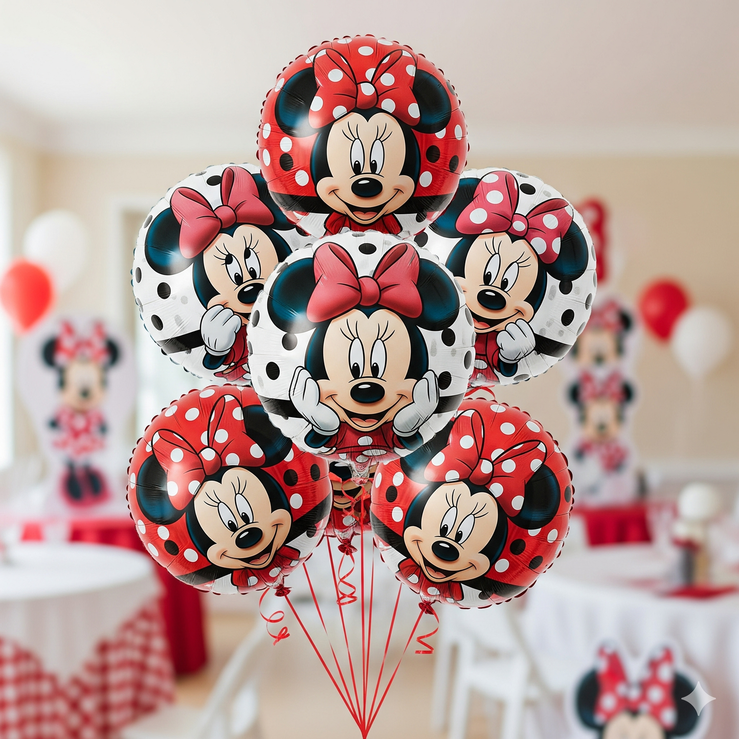 Minnie Mouse Birthday Party Essentials: Disposable Tableware, Balloons, Cups, Plates, and Tablecloth for a Magical Celebration!