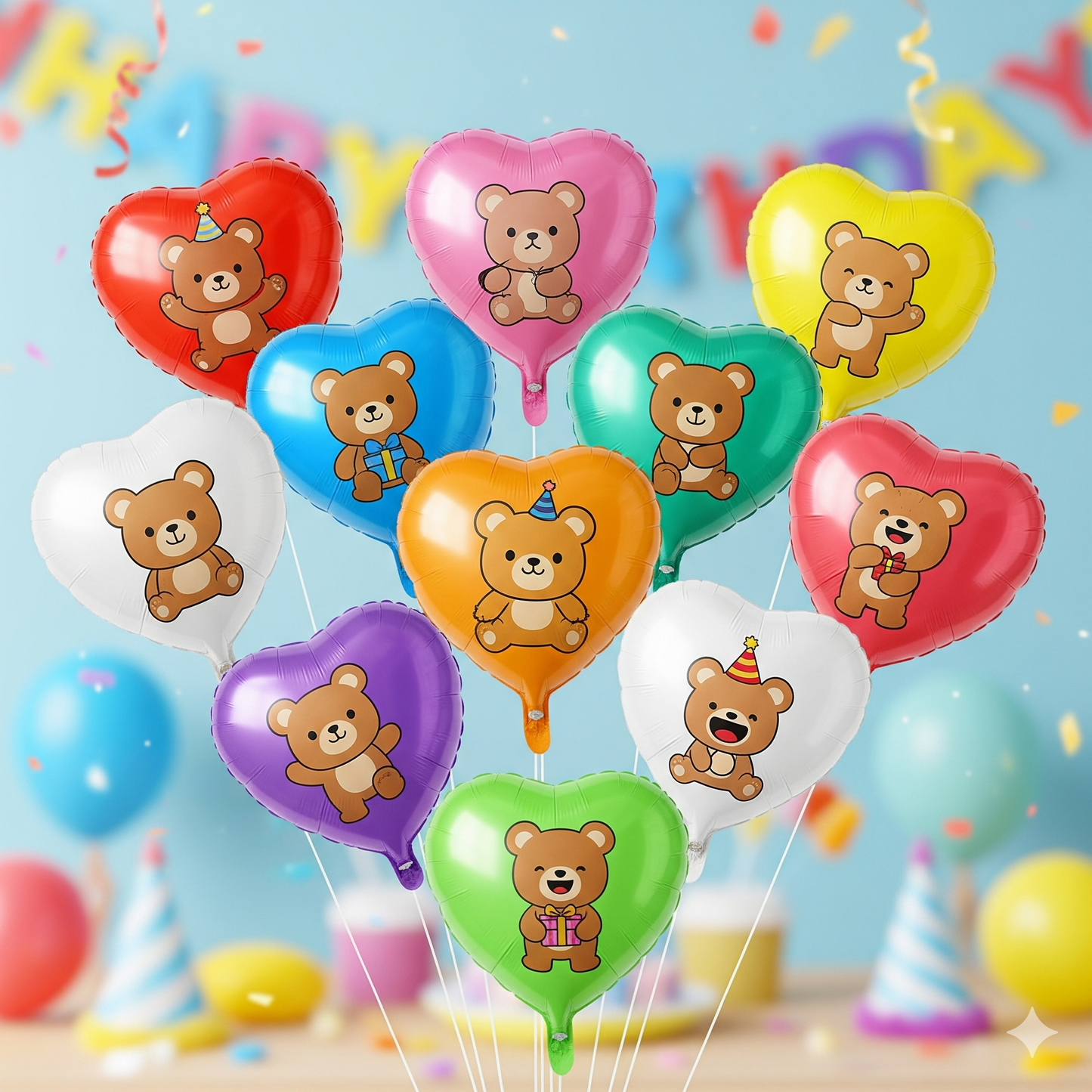 Cartoon Bear Disposable Paper Tableware Set - Kids Party Plates