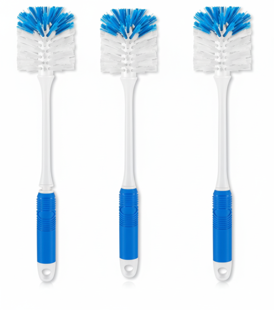 Soft Acrylic Baby Bottle Brush 2-in-1 Teat Cleaner White