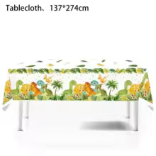 Dinosaur-Themed Birthday Party Disposable Tableware Set - Plates, Cups, Napkins & Tablecloth for Kids' Celebrations and Baby Showers