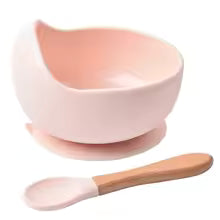 Vibrant Silicone Baby Feeding Bowl Set with Spoon - Waterproof and Easy Mealtime Solution!