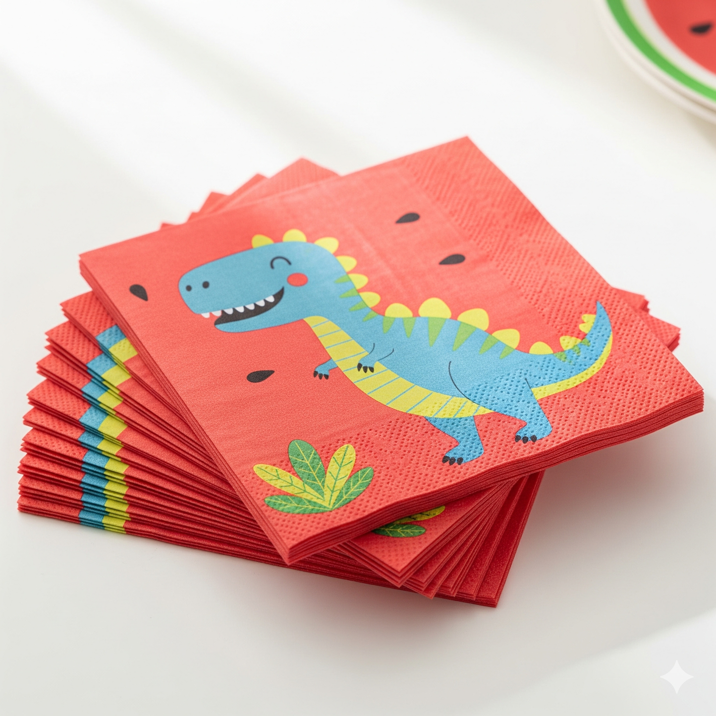 Dinosaur-Themed Birthday Party Disposable Tableware Set - Plates, Cups, Napkins & Tablecloth for Kids' Celebrations and Baby Showers