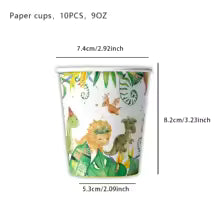 Dinosaur-Themed Birthday Party Disposable Tableware Set - Plates, Cups, Napkins & Tablecloth for Kids' Celebrations and Baby Showers
