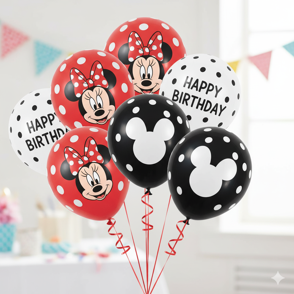 Minnie Mouse Birthday Party Essentials: Disposable Tableware, Balloons, Cups, Plates, and Tablecloth for a Magical Celebration!