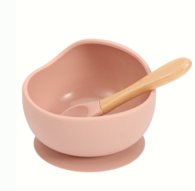 Vibrant Silicone Baby Feeding Bowl Set with Spoon - Waterproof and Easy Mealtime Solution!