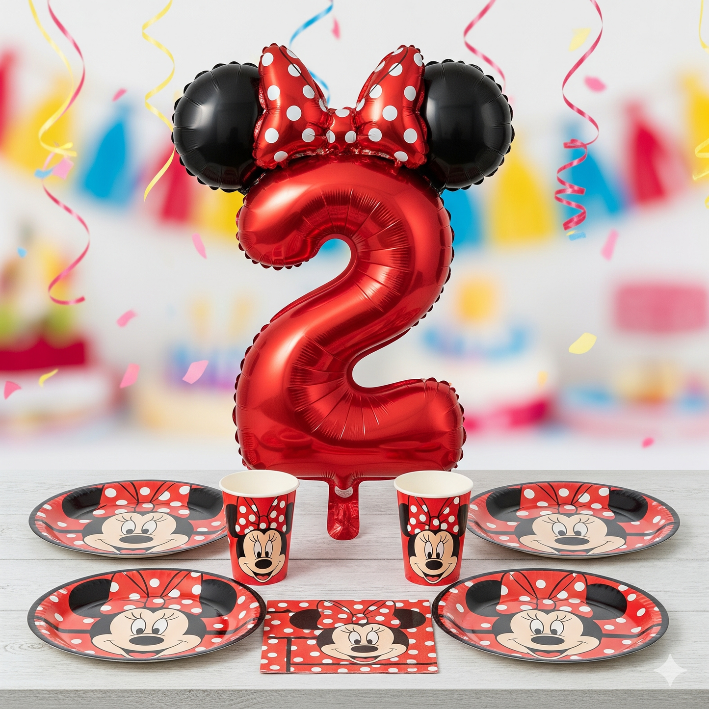 Minnie Mouse Birthday Party Essentials: Disposable Tableware, Balloons, Cups, Plates, and Tablecloth for a Magical Celebration!
