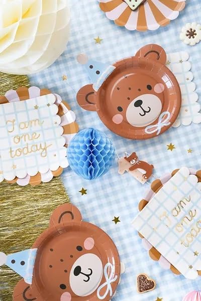 Cartoon Bear Disposable Paper Tableware Set - Kids Party Plates