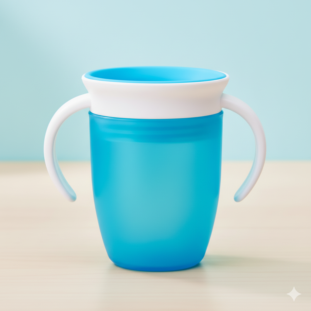 360° Rotating Silicone Baby Water Cup 240ml - Double Handle Leakproof