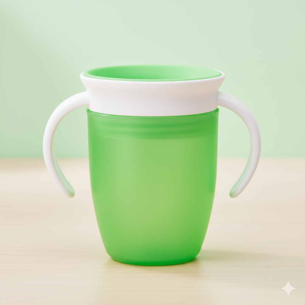 360° Rotating Silicone Baby Water Cup 240ml - Double Handle Leakproof