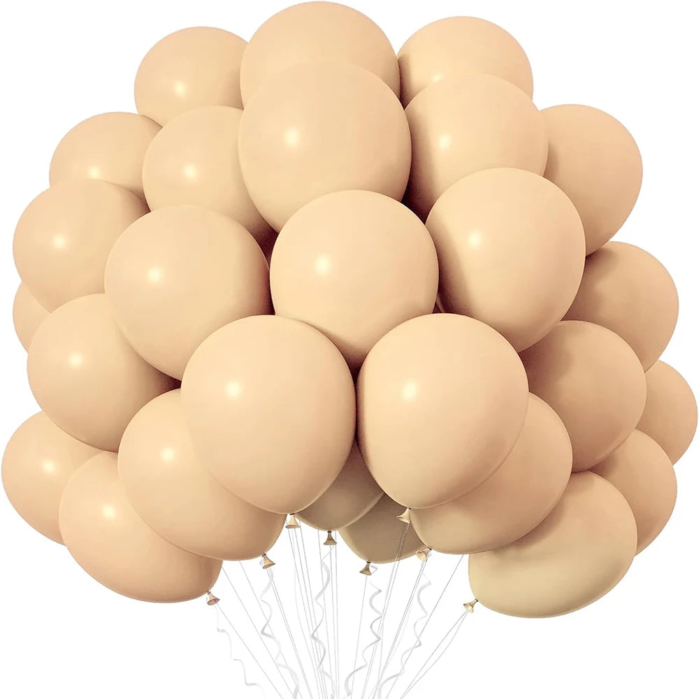 Beige balloons on a white background