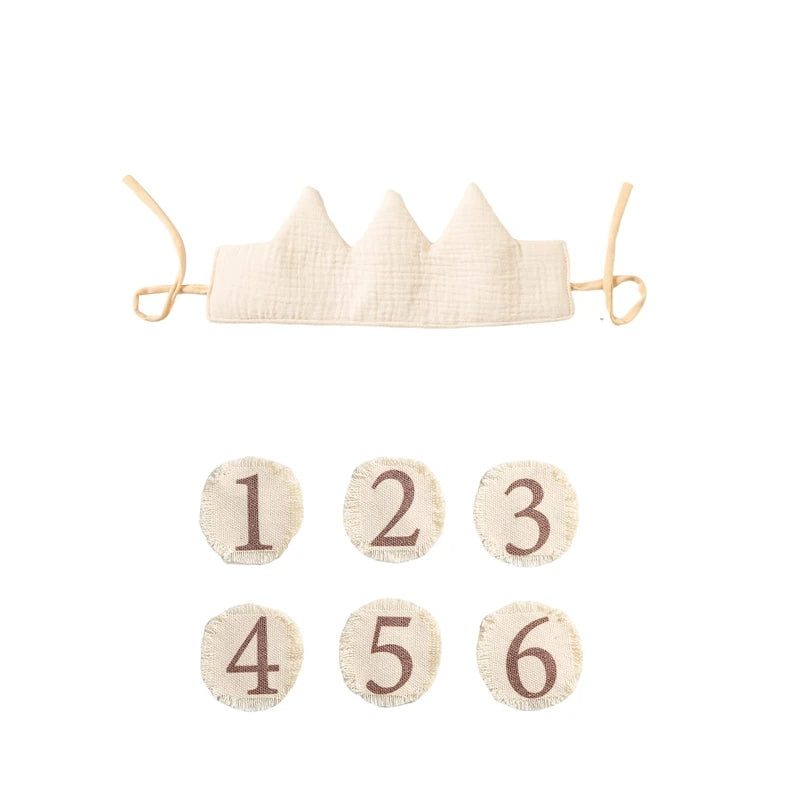 Baby crown with numbers 1 to 6 on a white background