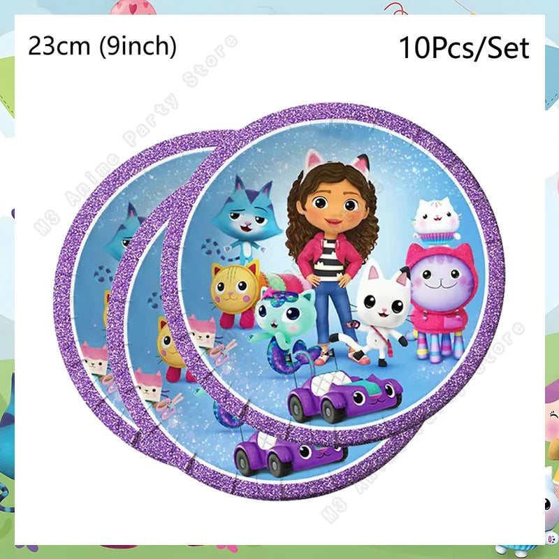 Make your child’s celebration magical with the Gabbys Dollhouse Party Tableware Set. Featuring adorable cat-themed designs, this complete disposable kit offers coordinated plates, cups, and napkins for a fun, colorful, and easy-to-clean party setup.