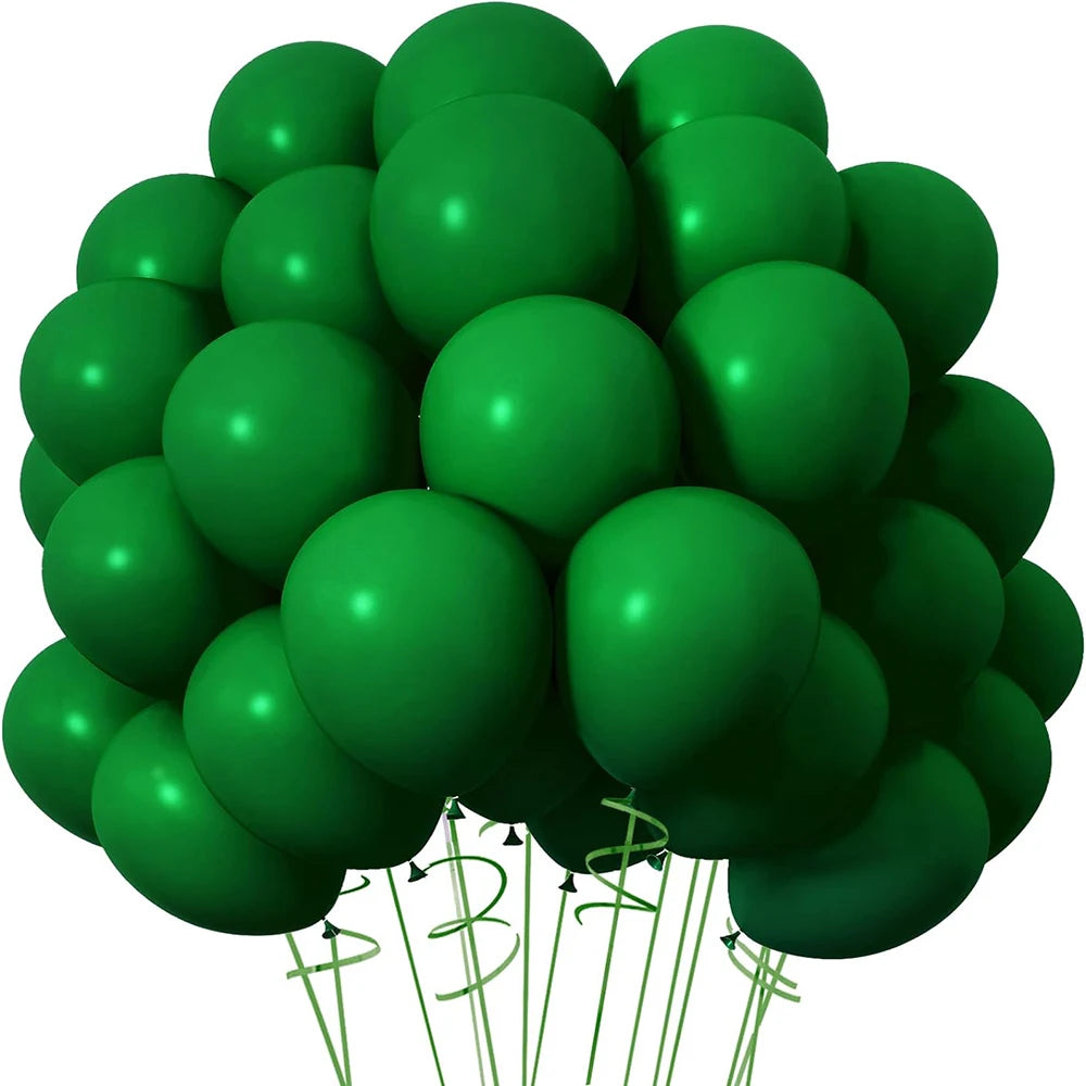 Bunch of green balloons on a white background