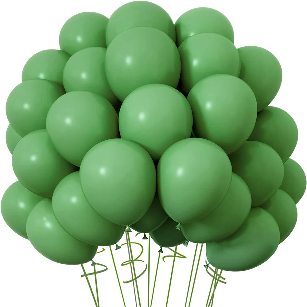 Bunch of green balloons on a white background