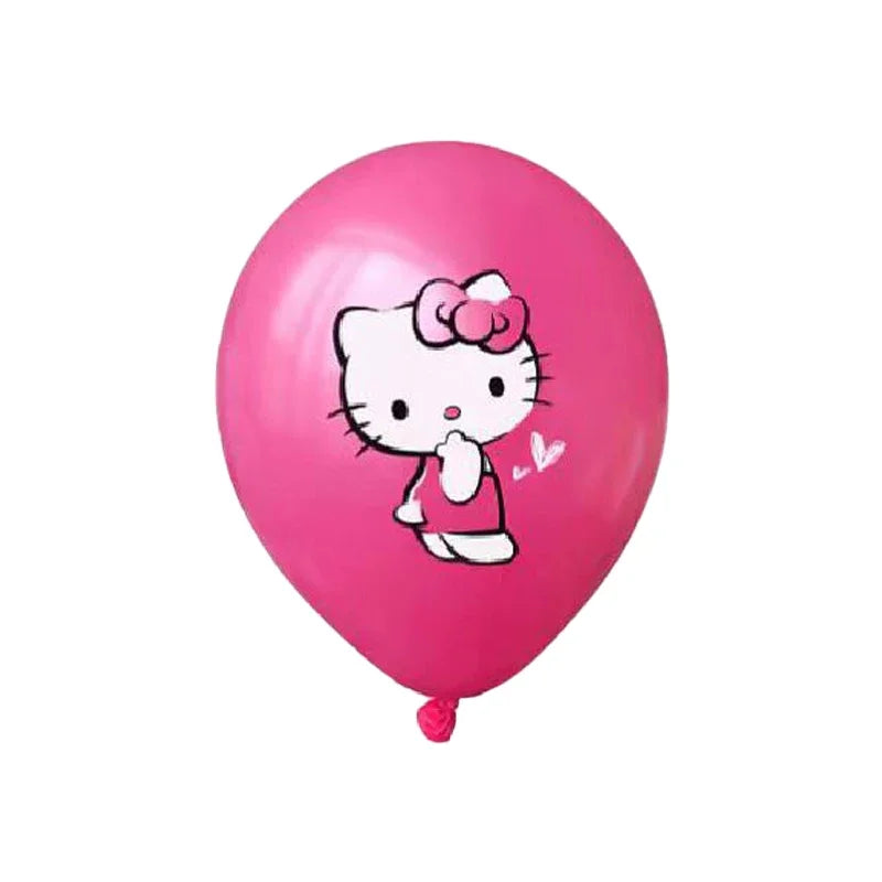 Pink balloon with Hello Kitty design on a white background