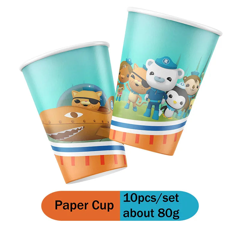 Two colorful paper cups with cartoon characters on a white background, labeled '10pcs/set about 80g'.