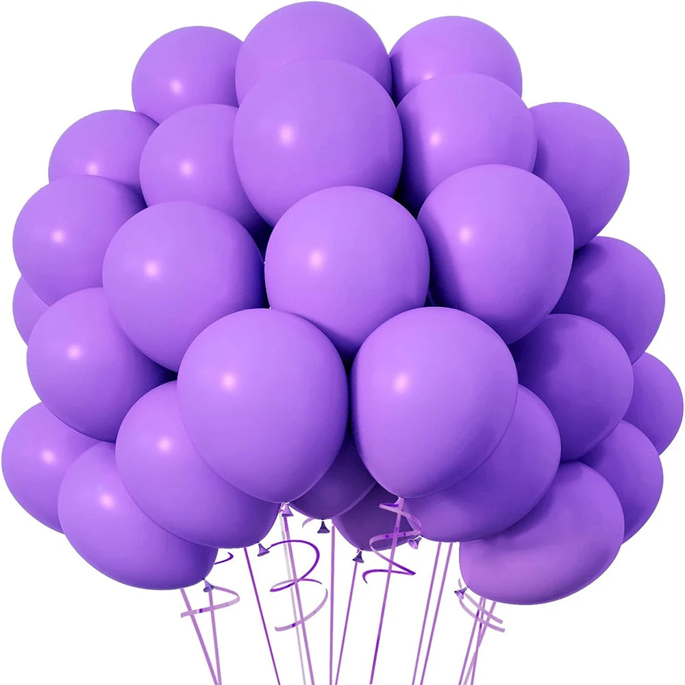 Bunch of purple balloons on a white background