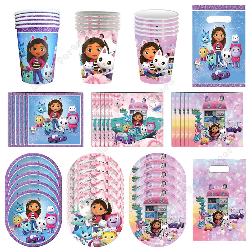 Make your child’s celebration magical with the Gabbys Dollhouse Party Tableware Set. Featuring adorable cat-themed designs, this complete disposable kit offers coordinated plates, cups, and napkins for a fun, colorful, and easy-to-clean party setup.