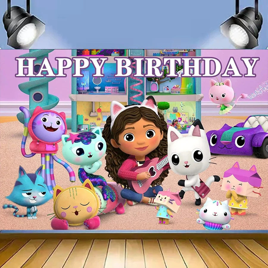 Birthday celebration scene with animated characters and 'Happy Birthday' text.