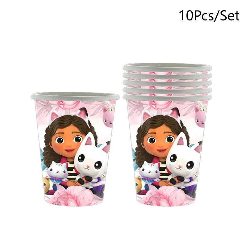 Make your child’s celebration magical with the Gabbys Dollhouse Party Tableware Set. Featuring adorable cat-themed designs, this complete disposable kit offers coordinated plates, cups, and napkins for a fun, colorful, and easy-to-clean party setup.