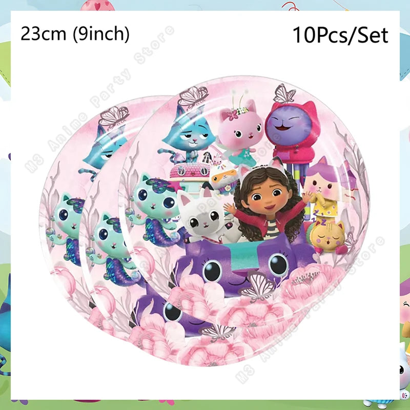 Make your child’s celebration magical with the Gabbys Dollhouse Party Tableware Set. Featuring adorable cat-themed designs, this complete disposable kit offers coordinated plates, cups, and napkins for a fun, colorful, and easy-to-clean party setup.
