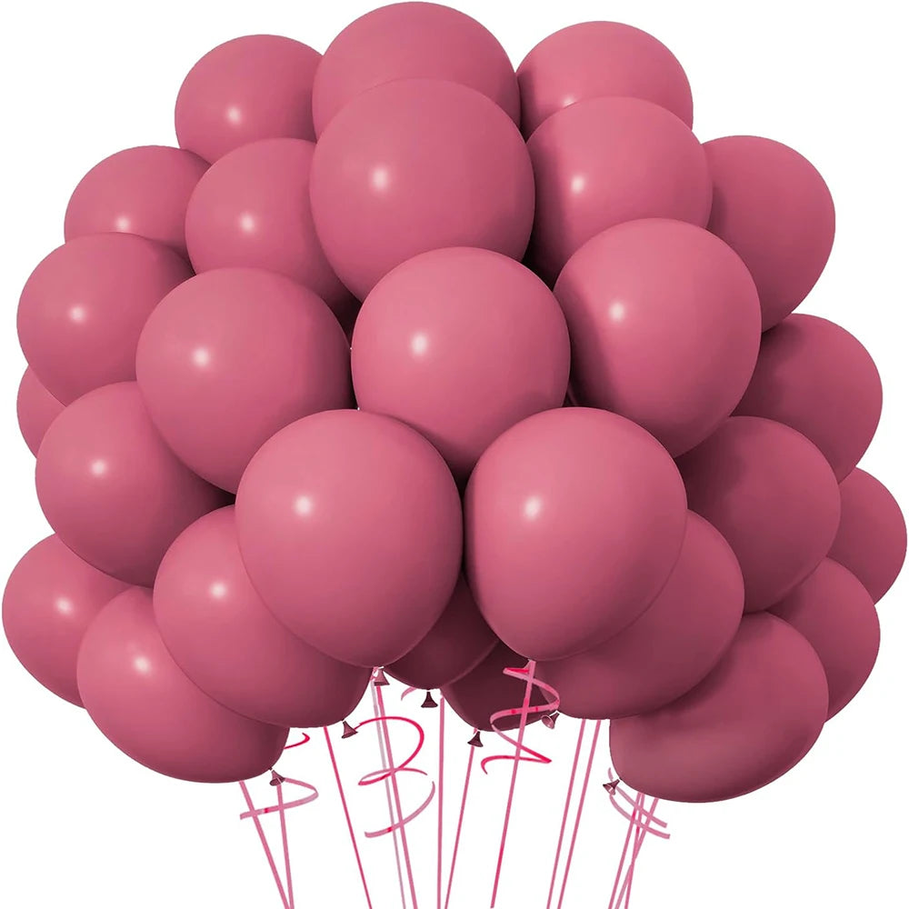 Bunch of pink balloons on a white background