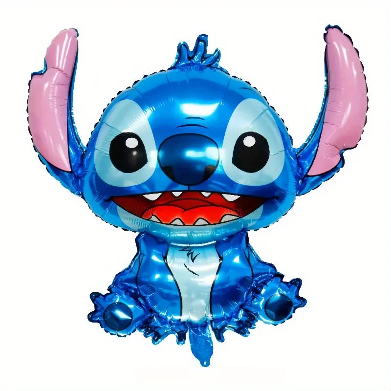 Blue cartoon character balloon with pink accents on a white background