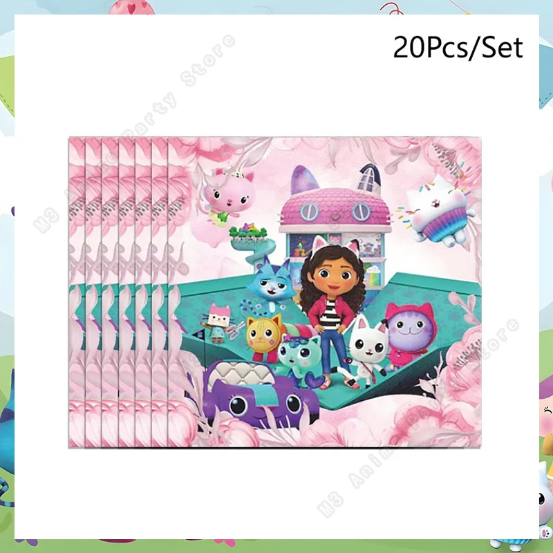 Make your child’s celebration magical with the Gabbys Dollhouse Party Tableware Set. Featuring adorable cat-themed designs, this complete disposable kit offers coordinated plates, cups, and napkins for a fun, colorful, and easy-to-clean party setup.