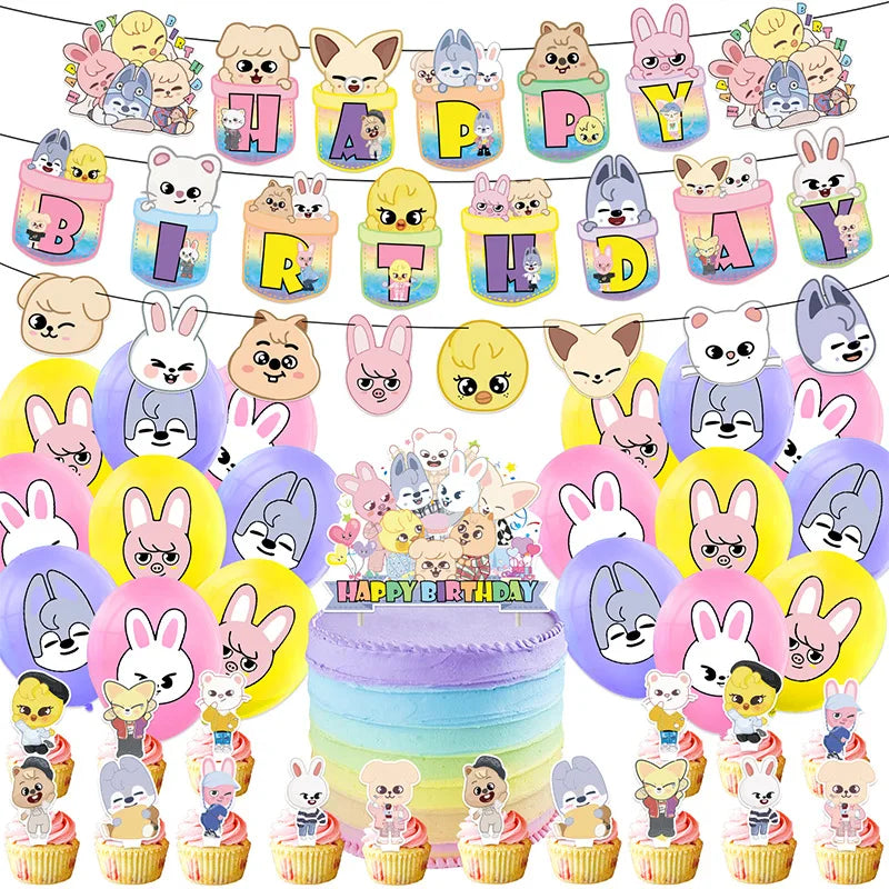 SKZ OOed Children Birthday Banner and Balloons