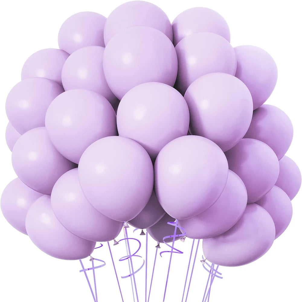 Bunch of purple balloons on a white background