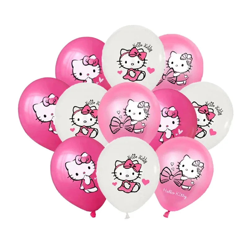 Hello Kitty-themed balloons on a white background