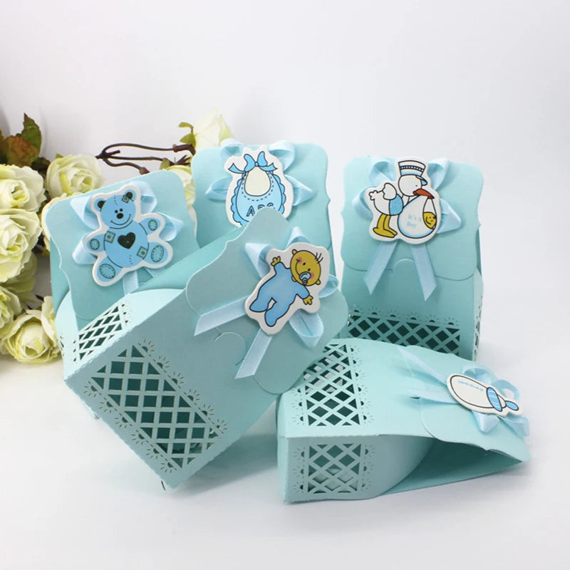 Decorative baby shower invitation with teddy bear designs on a white background