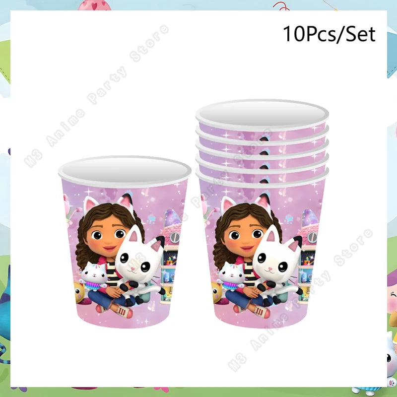 Make your child’s celebration magical with the Gabbys Dollhouse Party Tableware Set. Featuring adorable cat-themed designs, this complete disposable kit offers coordinated plates, cups, and napkins for a fun, colorful, and easy-to-clean party setup.